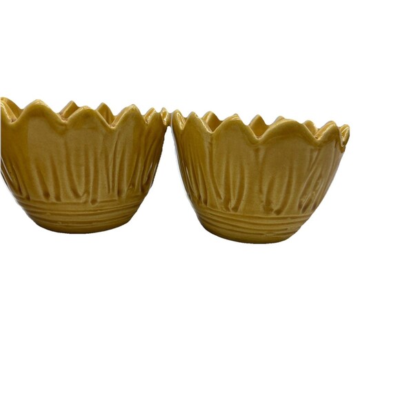 3 Vintage Flower Shaped Bowls Italian Pottery Yellow Figural Set Of 3 READ - Picture 5 of 10